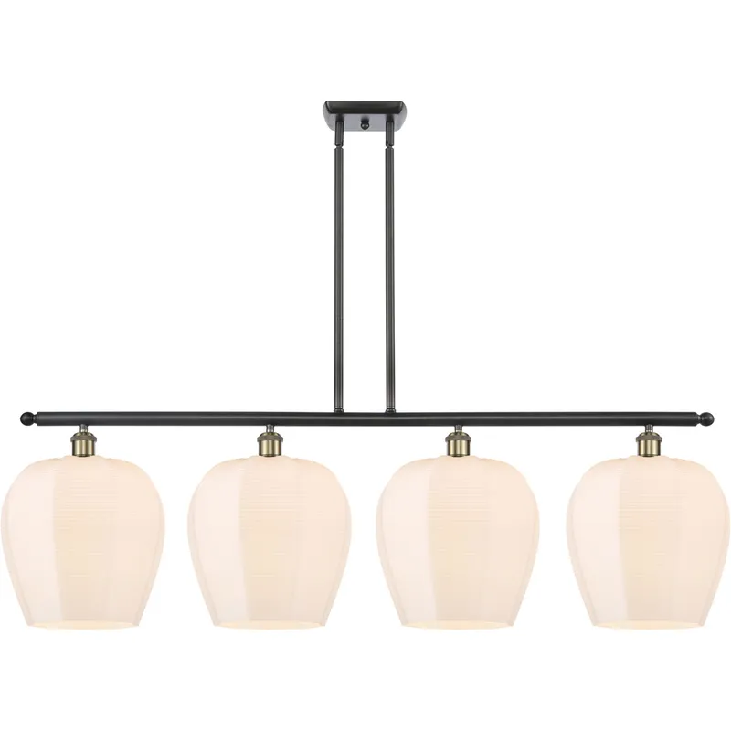 Ballston Norfolk Island Light Ceiling Light in Black Antique Brass, Matte White Glass