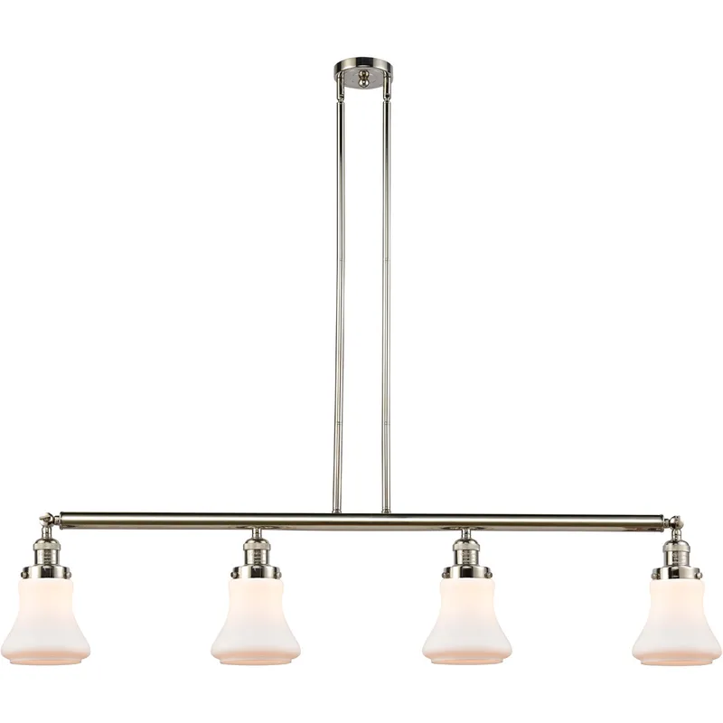 Franklin Restoration Bellmont 4 Light 50.88 inch Polished Nickel Island Light Ceiling Light in Matte White Glass, Franklin Restoration
