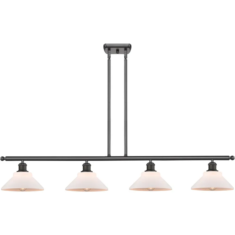 Ballston Orwell 4 Light 48 inch Oil Rubbed Bronze Island Light Ceiling Light in Matte White Glass, Ballston