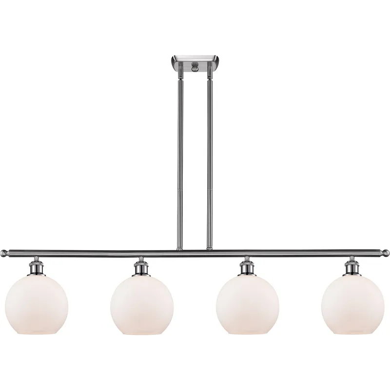 Ballston Athens LED 48 inch Brushed Satin Nickel Island Light Ceiling Light in Matte White Glass, Ballston