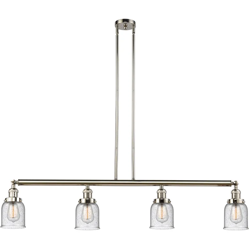Franklin Restoration Small Bell 4 Light 49.63 inch Polished Nickel Island Light Ceiling Light in Seedy Glass, Franklin Restoration
