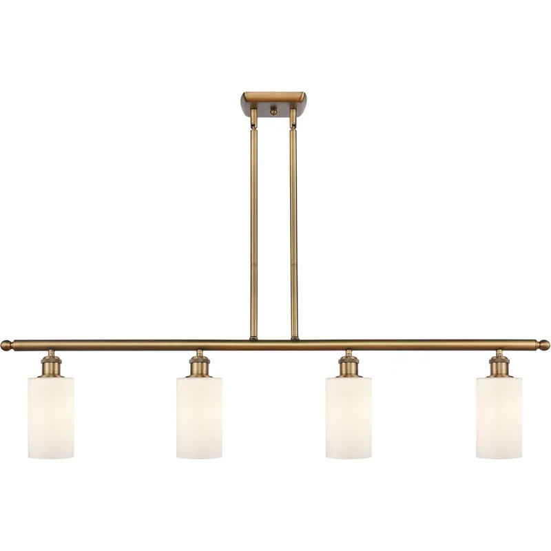 Ballston Clymer LED 48 inch Brushed Brass Island Light Ceiling Light in Matte White Glass, Ballston