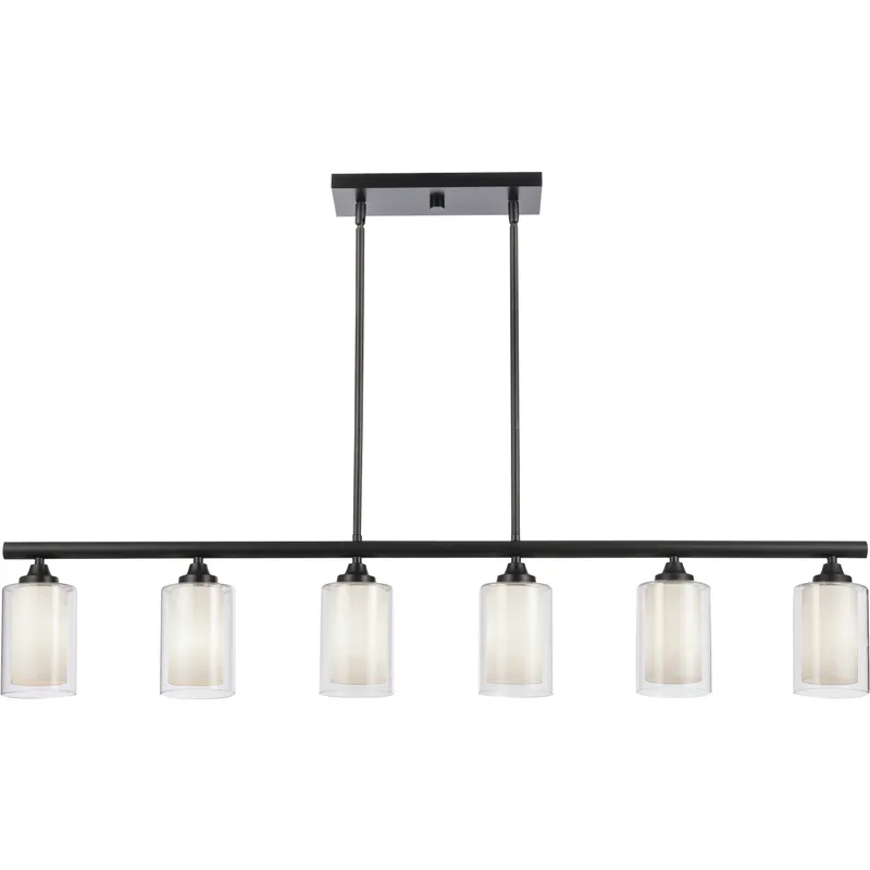 Auralume Fairbank 6 Light 48 inch Matte Black Island Light Ceiling Light in Incandescent