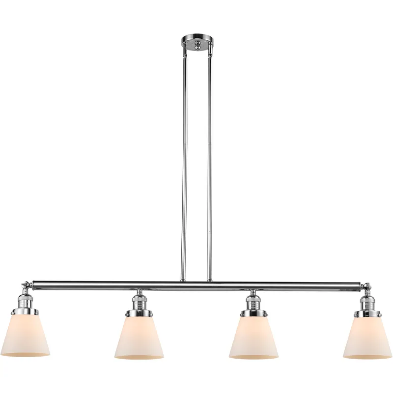 Franklin Restoration Small Cone LED 50.88 inch Polished Chrome Island Light Ceiling Light in Matte White Glass, Franklin Restoration