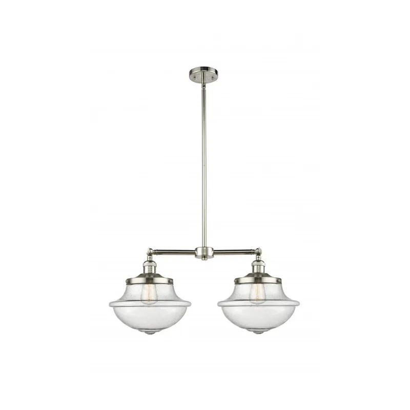 Franklin Restoration Large Oxford LED 25 inch Polished Nickel Chandelier Ceiling Light in Seedy Glass, Franklin Restoration