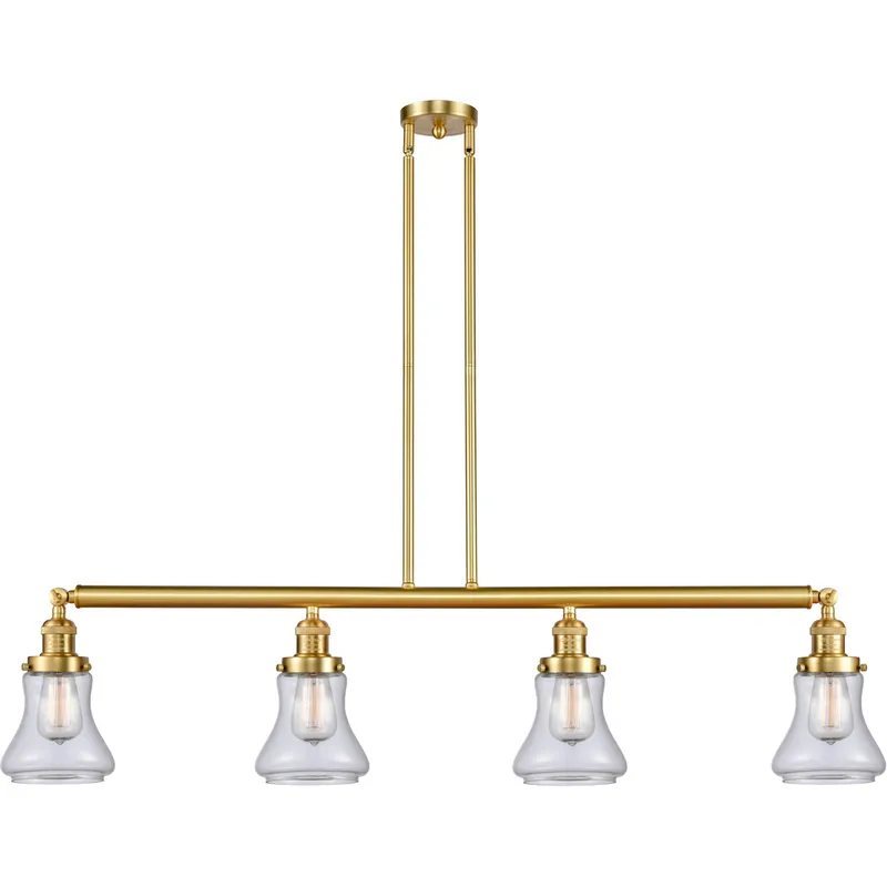 Franklin Restoration Bellmont 4 Light 50.88 inch Satin Gold Island Light Ceiling Light in Clear Glass, Franklin Restoration