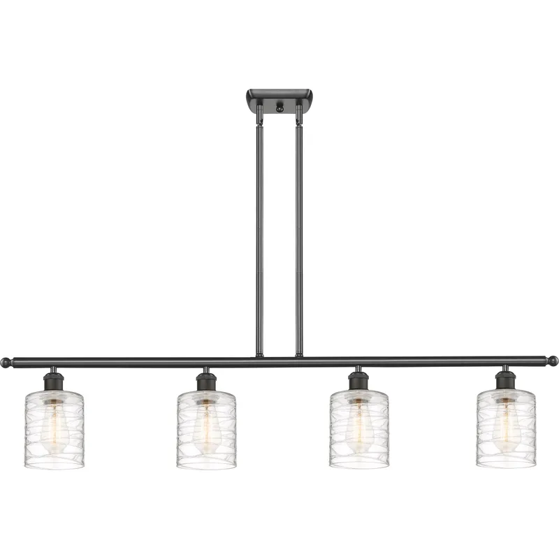 Ballston Cobbleskill LED 48 inch Oil Rubbed Bronze Island Light Ceiling Light in Deco Swirl Glass