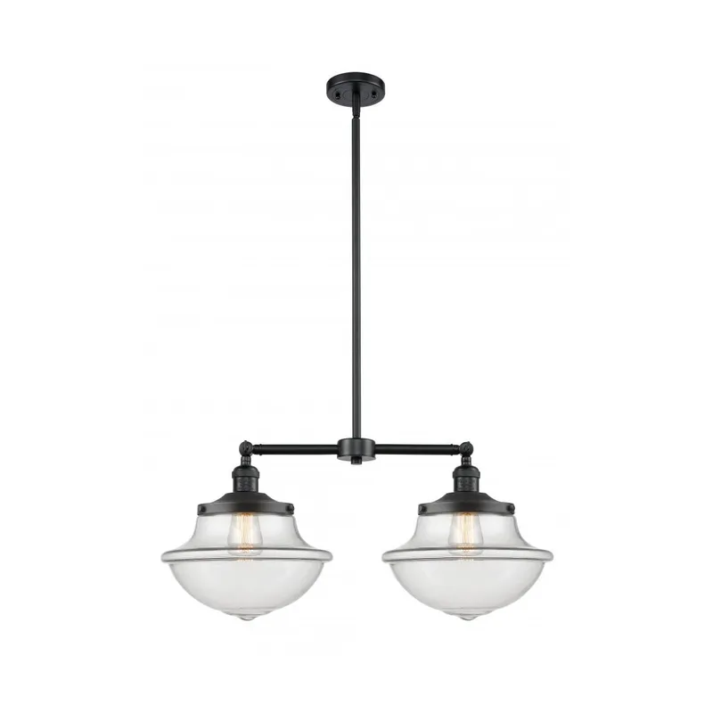 Franklin Restoration Large Oxford 2 Light 25 inch Oil Rubbed Bronze Island Light Ceiling Light in Clear Glass, Franklin Restoration