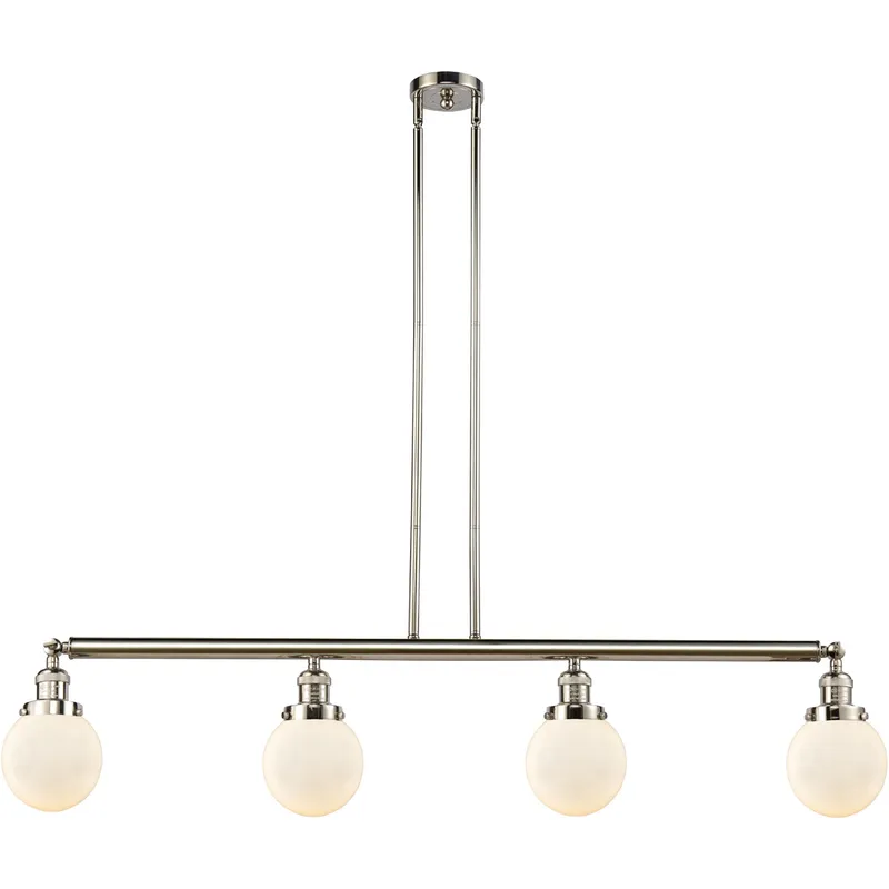 Franklin Restoration Beacon LED 50.63 inch Polished Nickel Island Light Ceiling Light in Matte White Glass, Franklin Restoration