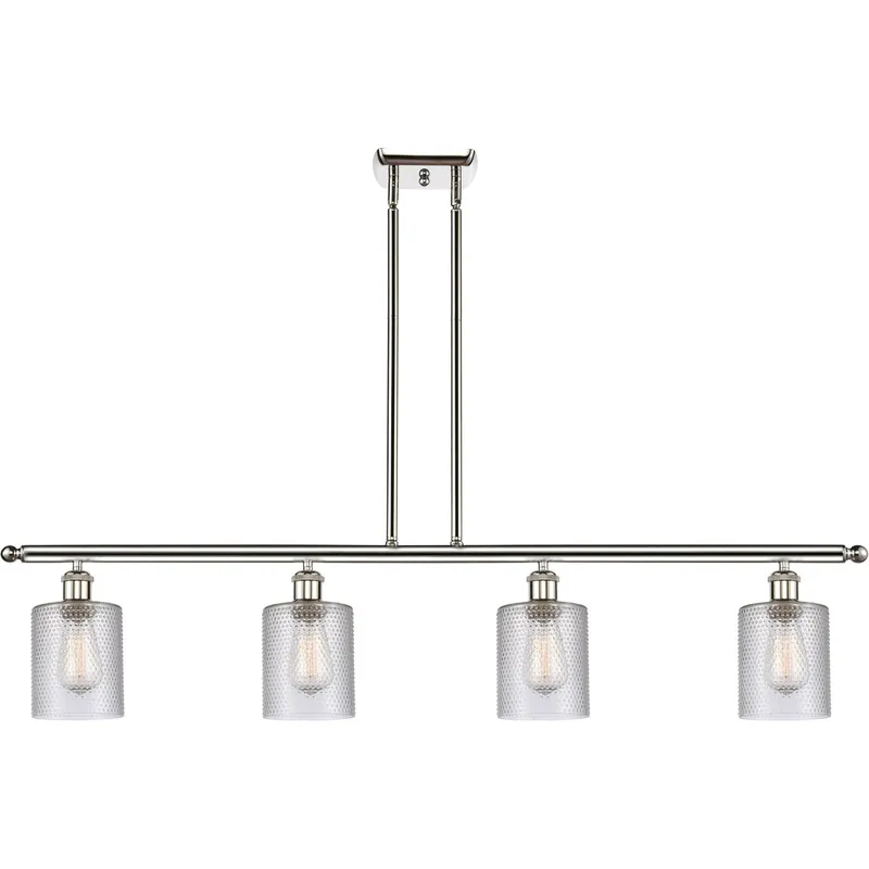Ballston Cobbleskill LED 48 inch Polished Nickel Island Light Ceiling Light in Clear Glass, Ballston