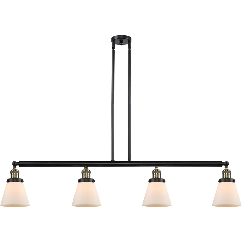 Franklin Restoration Small Cone LED 50.88 inch Black Antique Brass Island Light Ceiling Light in Matte White Glass, Franklin Restoration