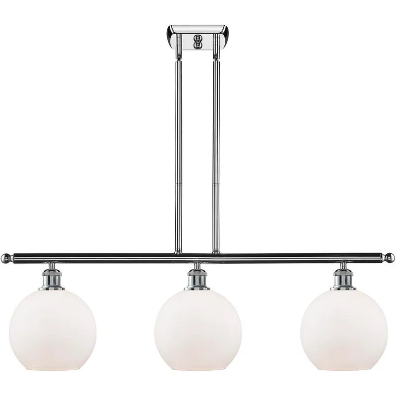 Ballston Athens 3 Light 36 inch Polished Chrome Island Light Ceiling Light in Matte White Glass, Ballston