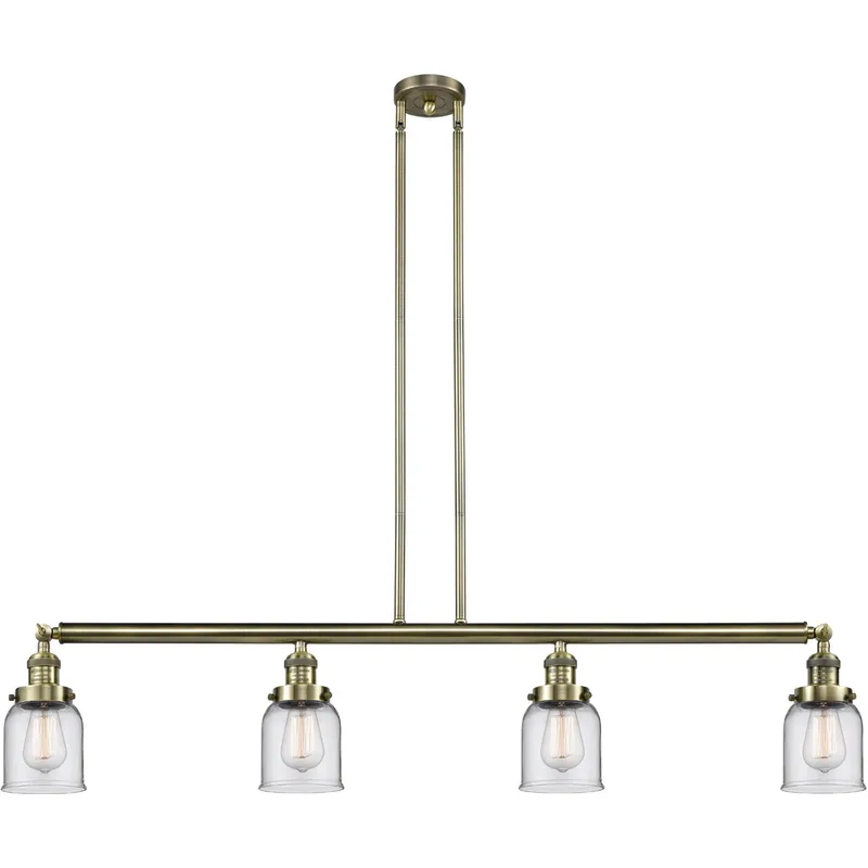 Franklin Restoration Small Bell 4 Light 49.63 inch Antique Brass Island Light Ceiling Light in Clear Glass, Franklin Restoration