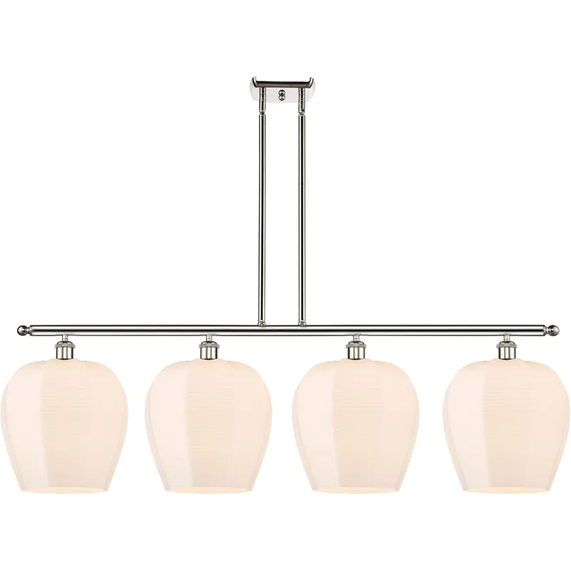 Ballston Norfolk 4 Light 50 inch Polished Nickel Island Light Ceiling Light in Matte White Glass