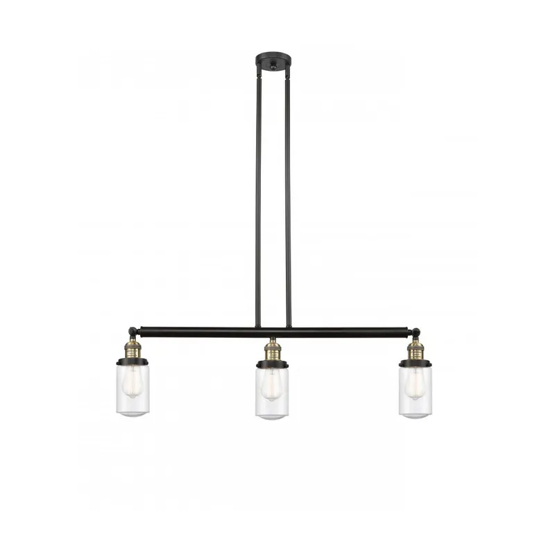 Franklin Restoration Dover 3 Light 37 inch Black Antique Brass Island Light Ceiling Light in Seedy Glass, Franklin Restoration