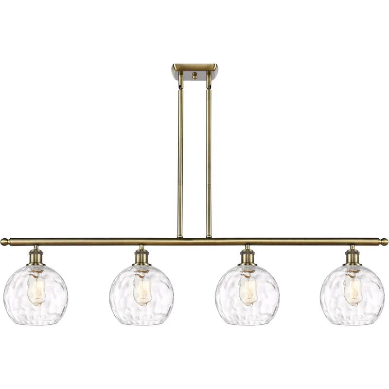 Ballston Athens Water Glass 4 Light 48 inch Antique Brass Island Light Ceiling Light