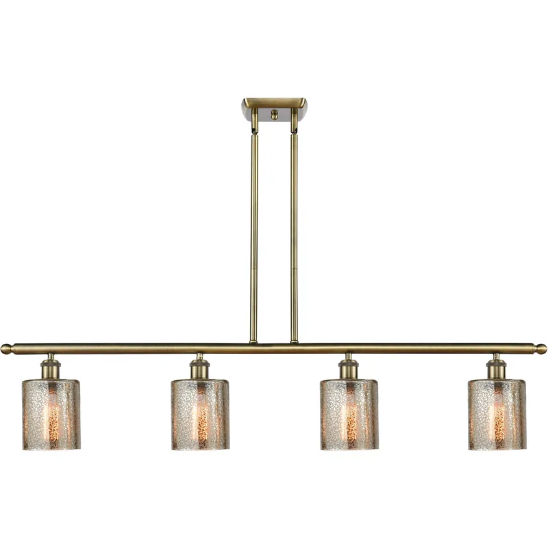 Ballston Cobbleskill LED 48 inch Antique Brass Island Light Ceiling Light in Mercury Glass, Ballston