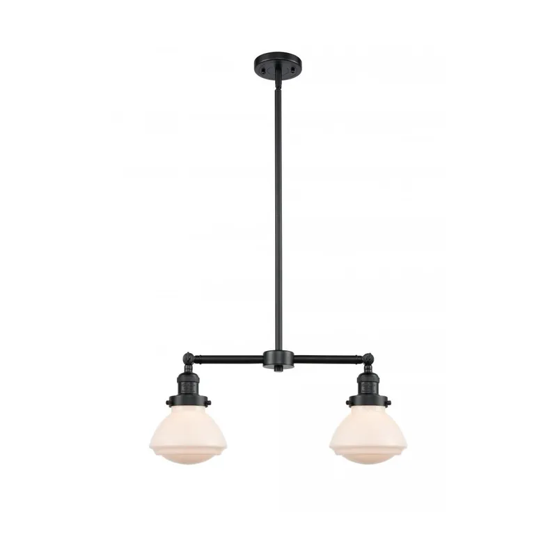 Franklin Restoration Olean 2 Light 22 inch Oil Rubbed Bronze Island Light Ceiling Light in Matte White Glass, Franklin Restoration