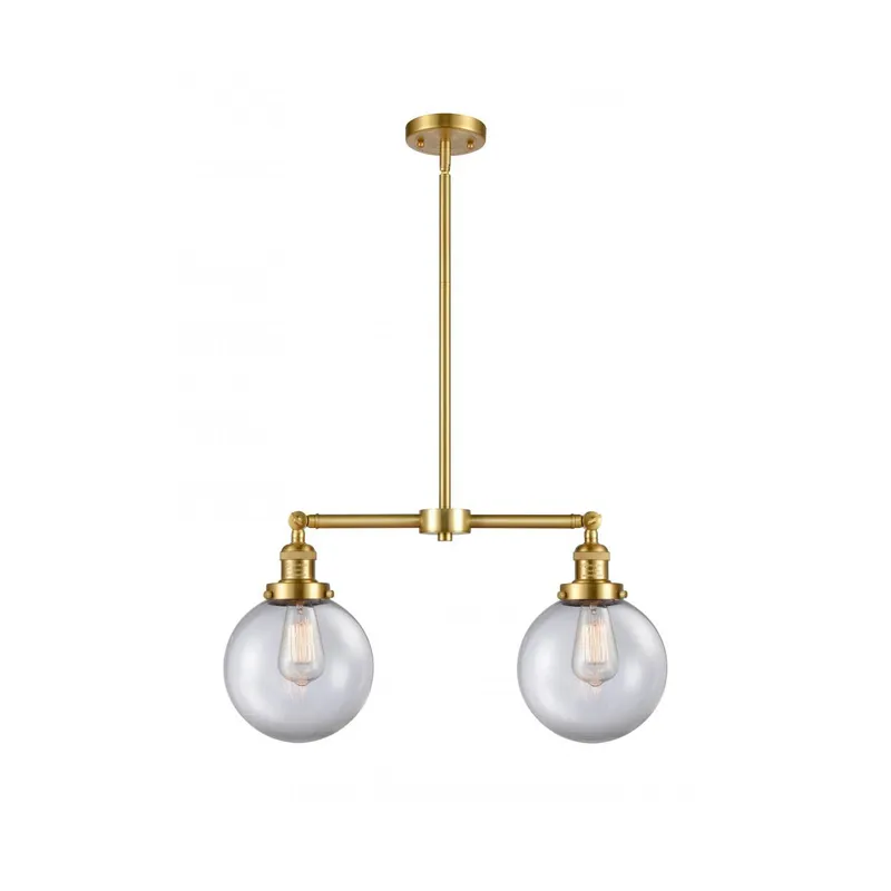 Franklin Restoration Large Beacon 2 Light 25 inch Satin Gold Chandelier Ceiling Light in Clear Glass, Franklin Restoration