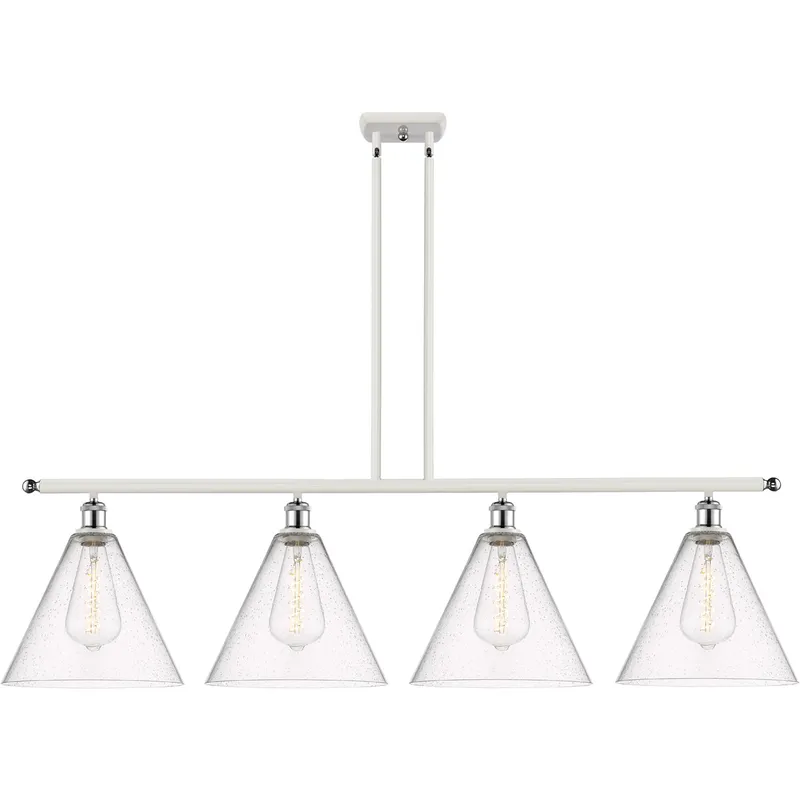 Ballston Ballston Cone LED 50.25 inch White and Polished Chrome Island Light Ceiling Light in Seedy Glass