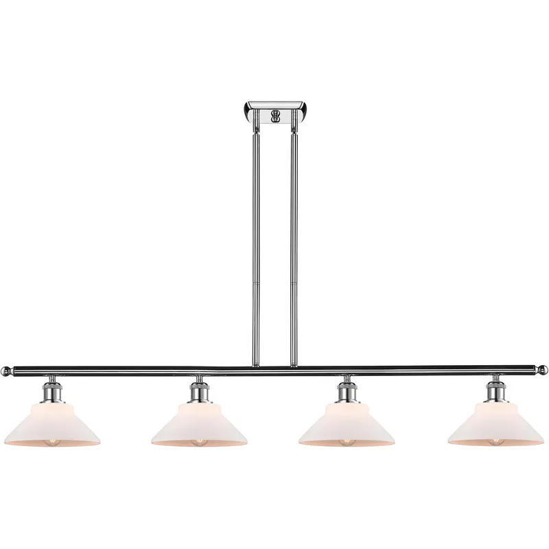 Ballston Orwell 4 Light 48 inch Polished Chrome Island Light Ceiling Light in Matte White Glass, Ballston