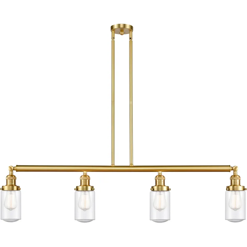 Franklin Restoration Dover LED 49.13 inch Satin Gold Island Light Ceiling Light in Seedy Glass, Franklin Restoration