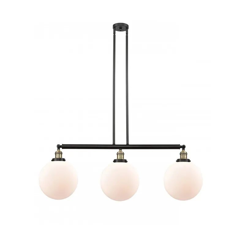 Franklin Restoration X-Large Beacon LED 42 inch Black Antique Brass Island Light Ceiling Light in Matte White Glass, Franklin Restoration
