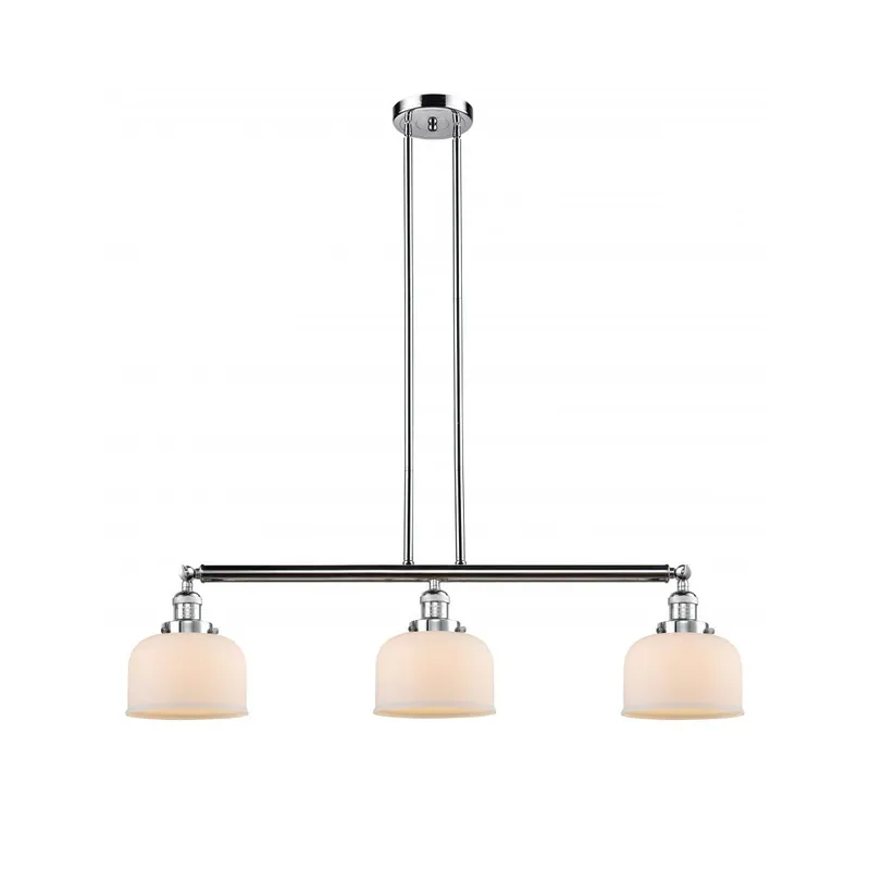 Franklin Restoration Large Bell LED 41 inch Polished Chrome Island Light Ceiling Light in Matte White Glass, Franklin Restoration