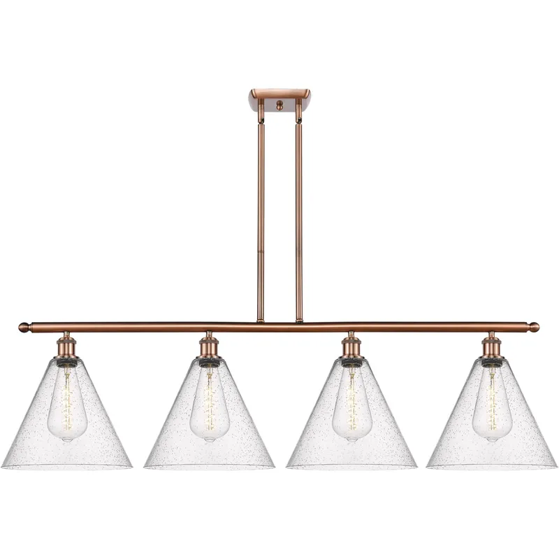Ballston Ballston Cone LED 50.25 inch Antique Copper Island Light Ceiling Light in Seedy Glass