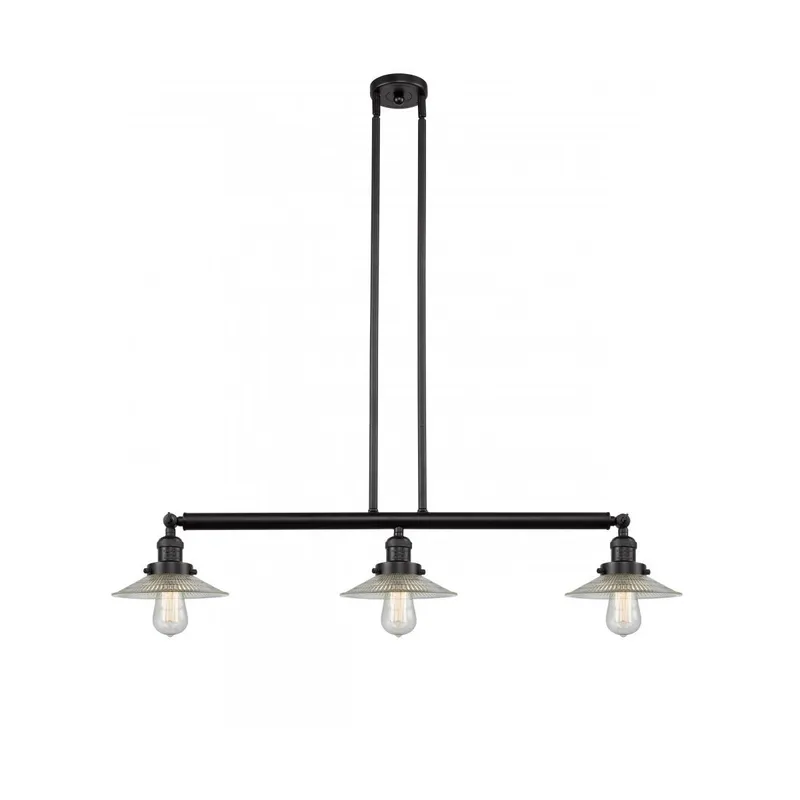 Franklin Restoration Halophane 3 Light 41 inch Oil Rubbed Bronze Island Light Ceiling Light in Clear Halophane Glass, Franklin Restoration
