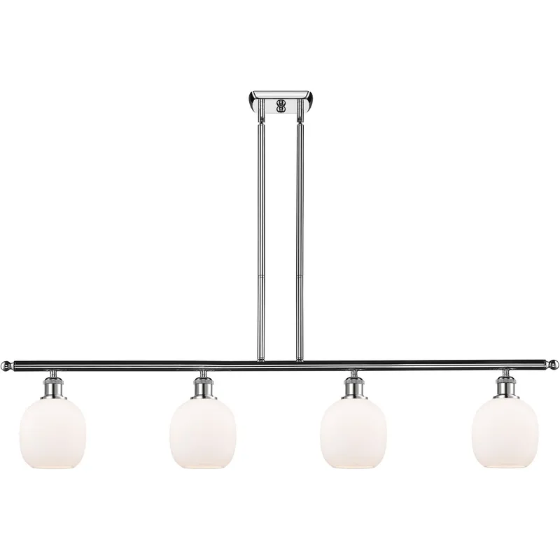 Ballston Belfast 4 Light 48 inch Polished Chrome Island Light Ceiling Light in Matte White Glass, Ballston