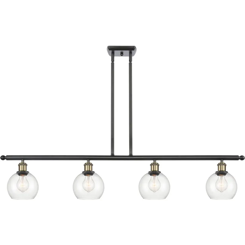 Ballston Athens Island Light Ceiling Light in Black Antique Brass, Clear Glass