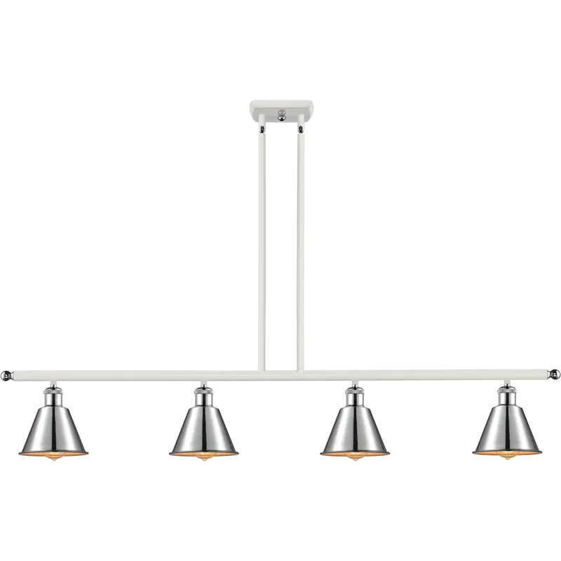 Ballston Smithfield 4 Light 48 inch White and Polished Chrome Island Light Ceiling Light, Ballston