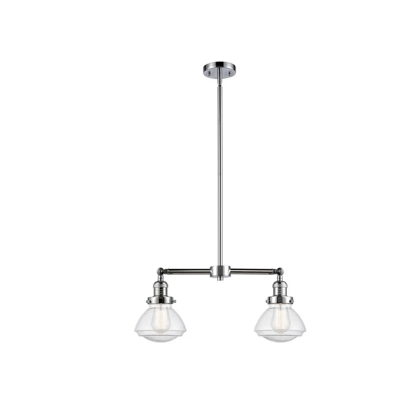 Franklin Restoration Olean 2 Light 22 inch Polished Chrome Island Light Ceiling Light in Seedy Glass, Franklin Restoration