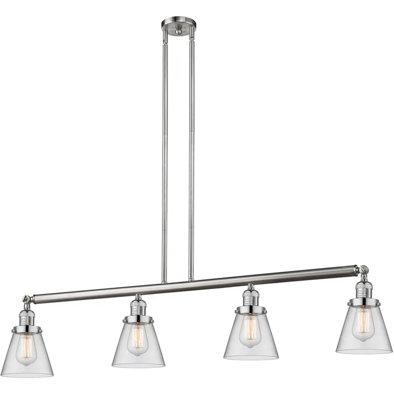Franklin Restoration Small Cone LED 50.88 inch Brushed Satin Nickel Island Light Ceiling Light in Clear Glass, Franklin Restoration