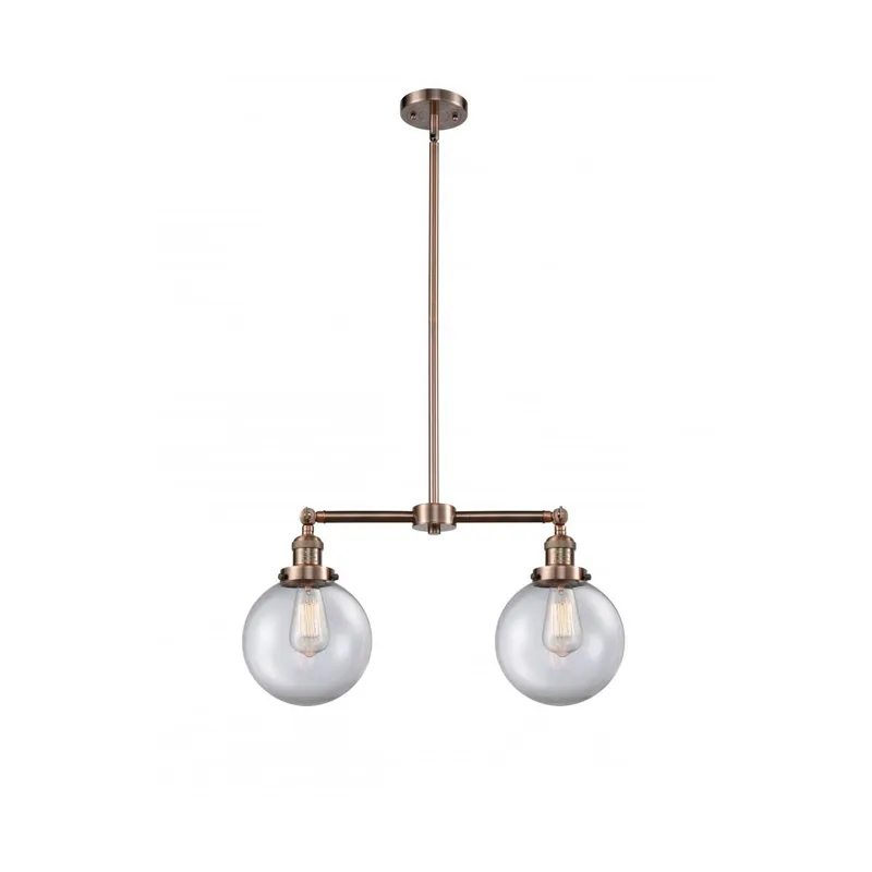Franklin Restoration Large Beacon 2 Light 43 inch Antique Copper Island Light Ceiling Light in Clear Glass, Franklin Restoration