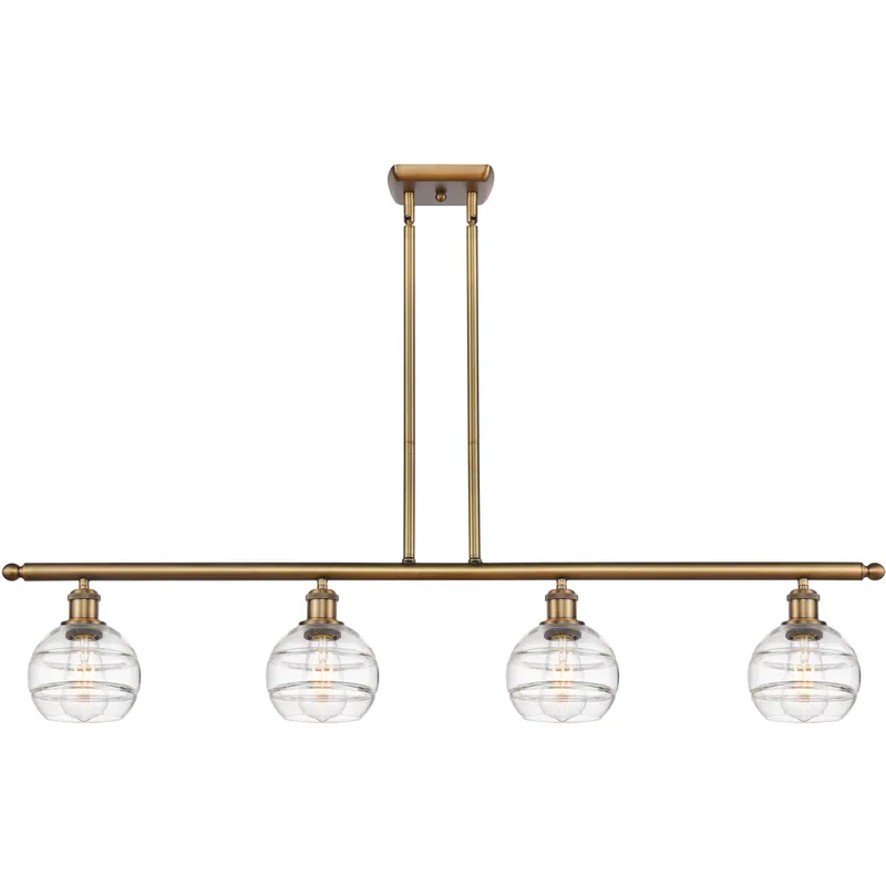 Ballston Rochester 4 Light 48 inch Brushed Brass Stem Hung Island Light Ceiling Light