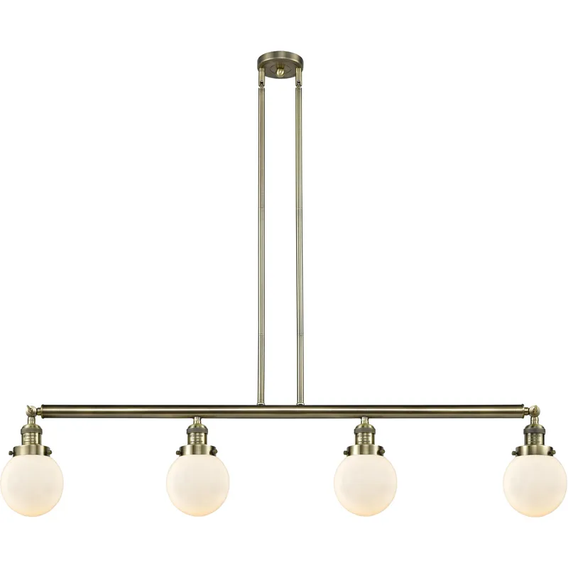 Franklin Restoration Beacon LED 50.63 inch Antique Brass Island Light Ceiling Light in Matte White Glass, Franklin Restoration