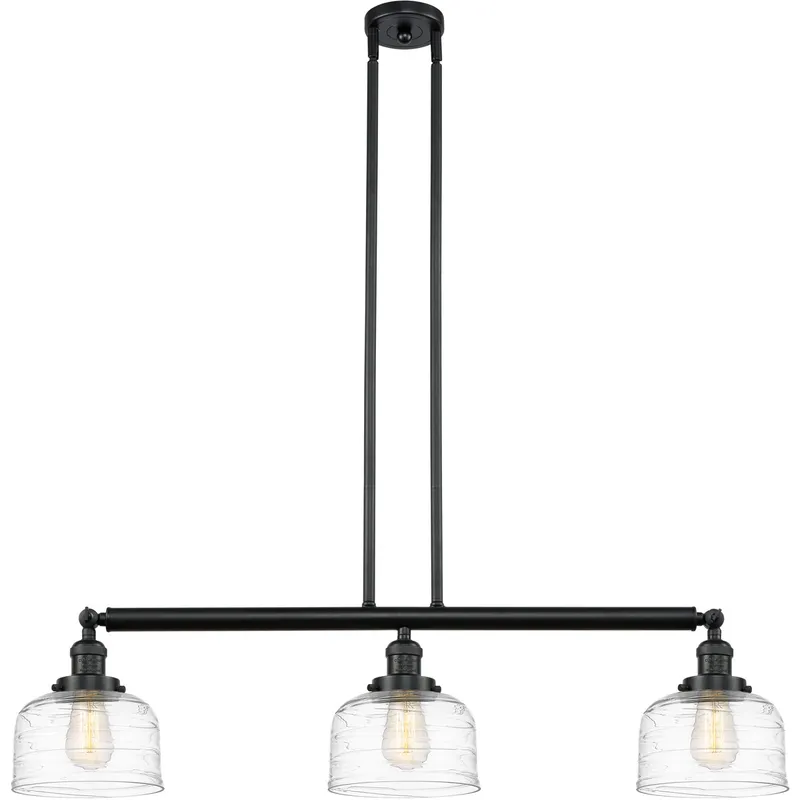 Franklin Restoration Bell LED 40.5 inch Matte Black Island Light Ceiling Light in Clear Deco Swirl Glass