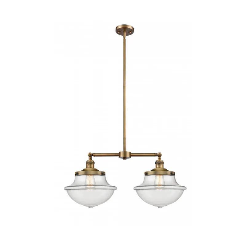 Franklin Restoration Large Oxford 2 Light 25 inch Brushed Brass Island Light Ceiling Light in Clear Glass, Franklin Restoration