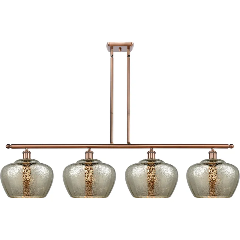 Ballston Large Fenton LED 48 inch Antique Copper Island Light Ceiling Light in Mercury Glass, Ballston