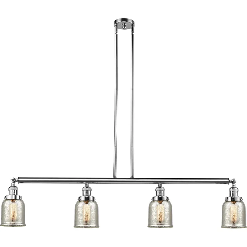 Franklin Restoration Small Bell 4 Light 49.63 inch Polished Chrome Island Light Ceiling Light in Silver Plated Mercury Glass, Franklin Restoration