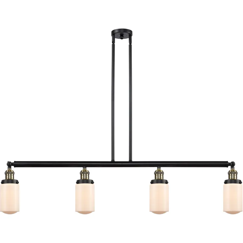 Franklin Restoration Dover LED 49.13 inch Black Antique Brass Island Light Ceiling Light in Matte White Glass, Franklin Restoration