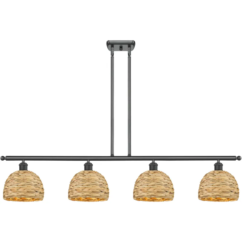 Woven Rattan Island Light Ceiling Light in Matte Black