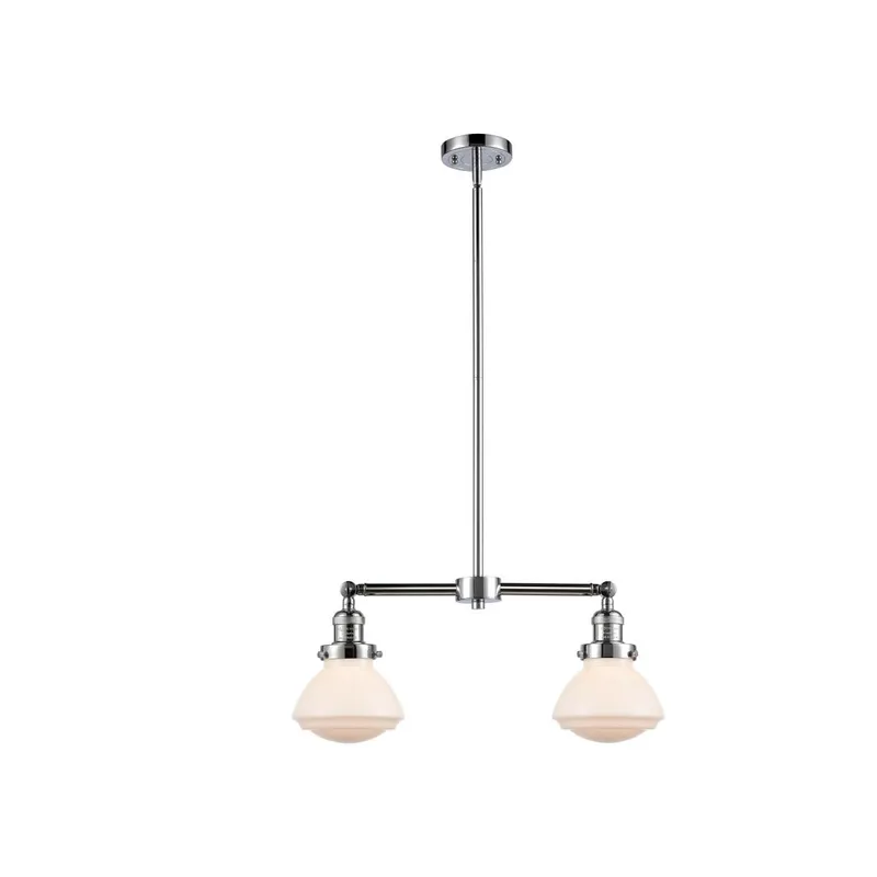 Franklin Restoration Olean 2 Light 22 inch Polished Chrome Island Light Ceiling Light in Matte White Glass, Franklin Restoration