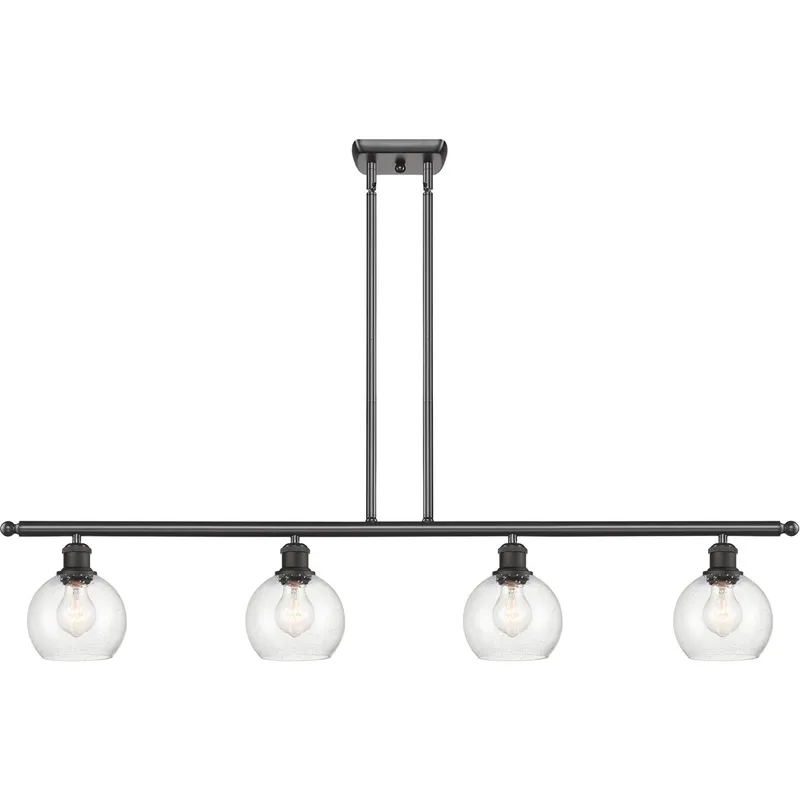 Ballston Athens LED 48 inch Oil Rubbed Bronze Island Light Ceiling Light in Seedy Glass