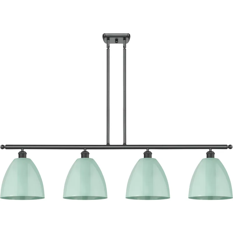 Ballston Plymouth Dome LED 48 inch Matte Black Island Light Ceiling Light in Matte Seafoam