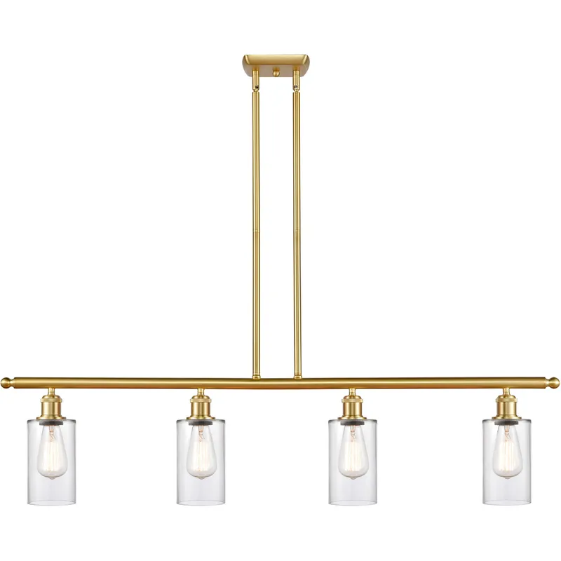 Ballston Clymer LED 48 inch Satin Gold Island Light Ceiling Light in Clear Glass, Ballston