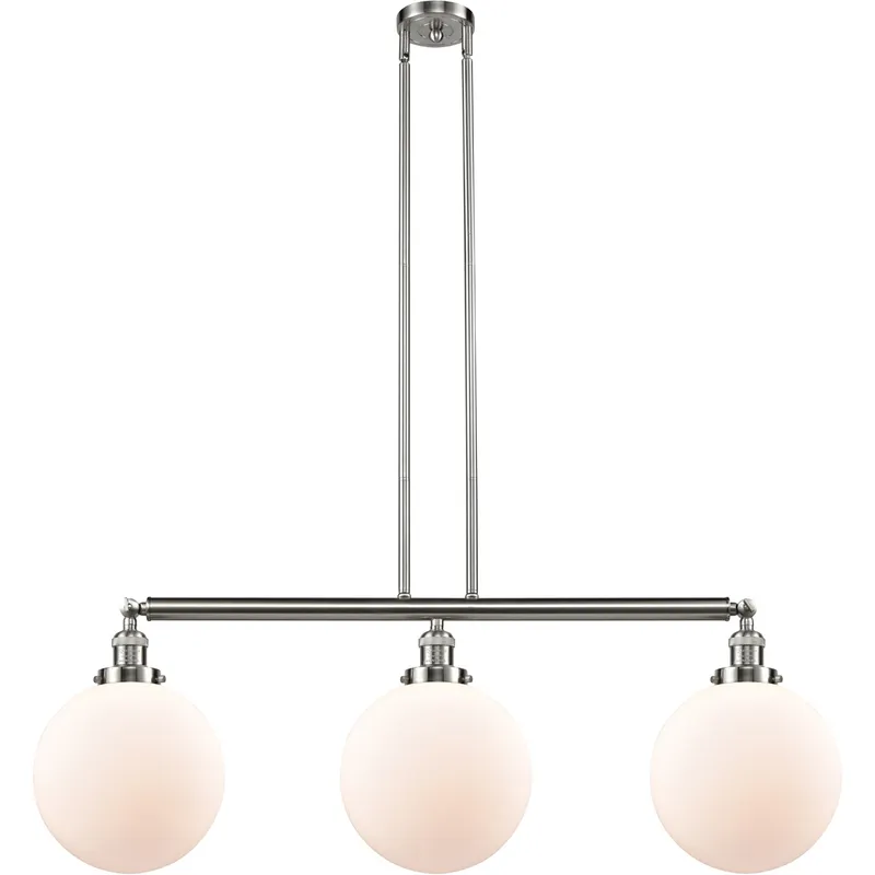 Franklin Restoration X-Large Beacon LED 42 inch Brushed Satin Nickel Island Light Ceiling Light in Matte White Glass, Franklin Restoration