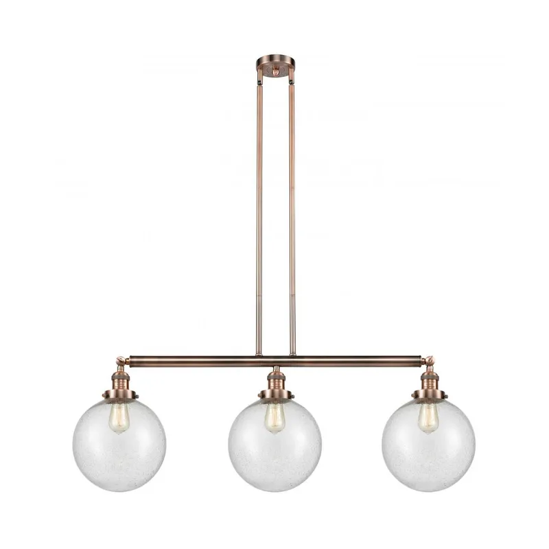 Franklin Restoration X-Large Beacon LED 42 inch Antique Copper Island Light Ceiling Light in Seedy Glass, Franklin Restoration